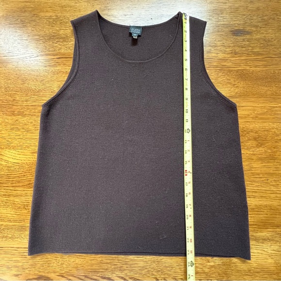 ⭐️ Eileen Fisher 100% Wool Knit Tank Top Brown LARGE - Picture 7 of 11